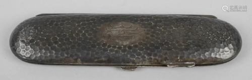 An early 20th century silver spectacles case, of hin…
