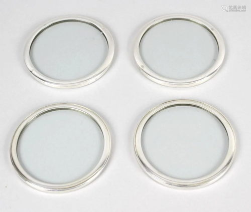 Fifteen modern silver mounted glass coasters, each…