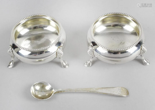 A pair of Victorian silver open salts, of plain