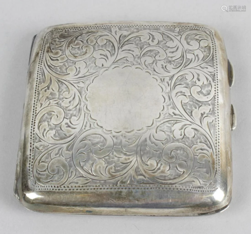 A 1920's silver cigarette case, the slightly c…