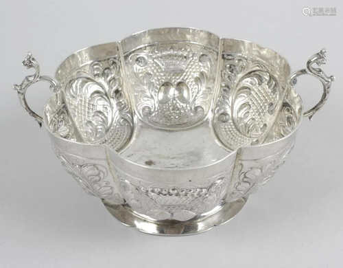 A late 19th century Dutch silver export bowl, the