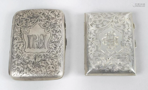 Two Edwardian silver cigarette cases, the first exa…