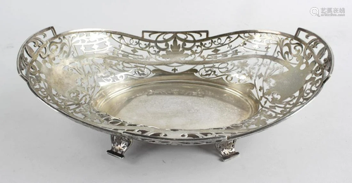 A 1930's silver dish, the oblong form with floral …