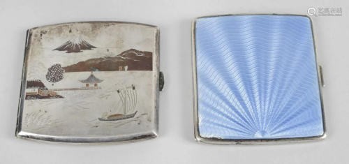 A Japanese silver cigarette case, of rounded s…