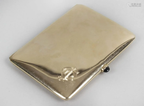 A cigarette case, testing around 14ct gold, of …