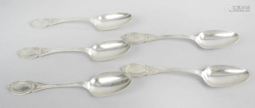 A set of ten Tiffany & Co sterling silver table spoons,