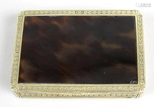 A gold mounted and tortoiseshell box, of rounded