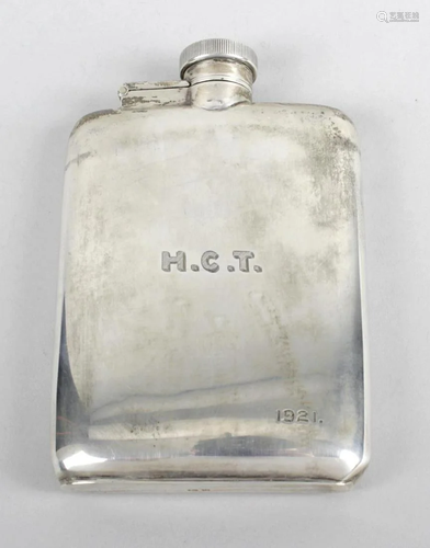 A George V silver hip flask, of plain rounded