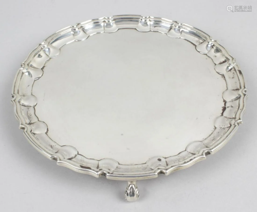 A late Victorian small silver salver, of circular form