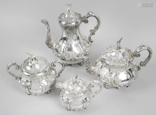 A mid-Victorian silver four piece tea and coffee set,