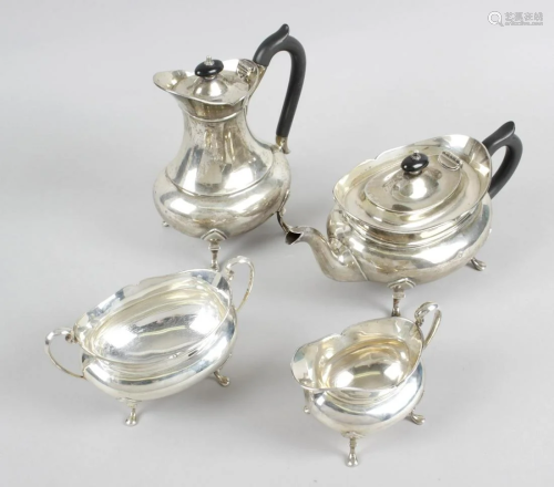 A matched 1930's silver four piece tea service,
