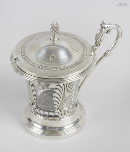 A 19th century French silver mustard pot, the circular