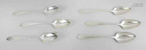 A set of six George III Scottish silver table spoons,