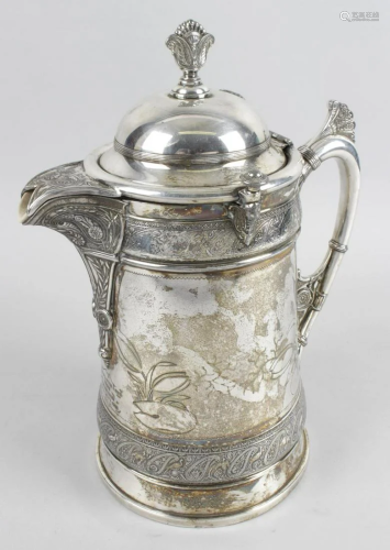 A large American silver plated tankard by Reed &