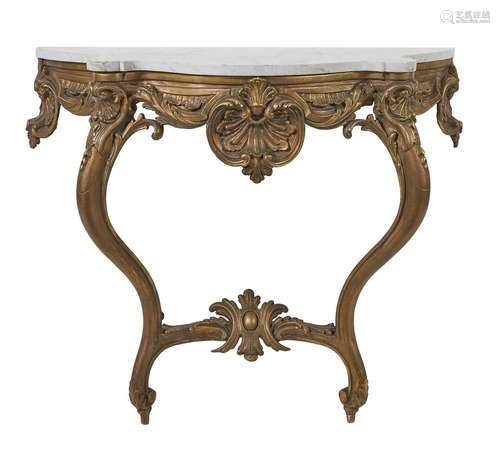 A giltwood console table in Louis XVI style