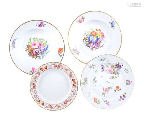 A group of four Derby porcelain plates