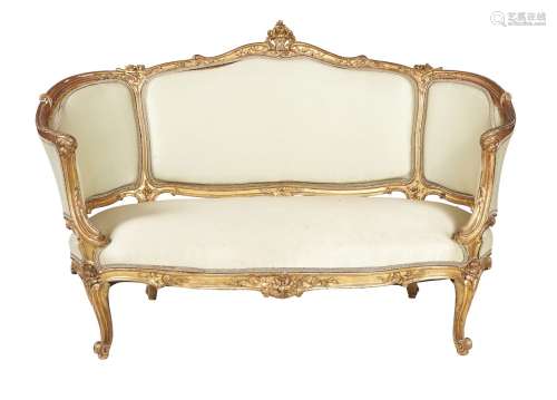 A giltwood canape in Louis XVI style