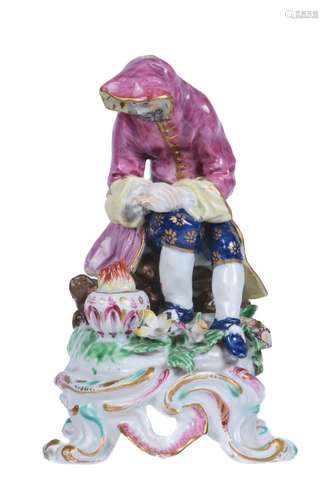 A Bow porcelain figure emblematic of Winter from a series of the Seasons