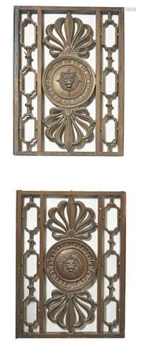 A pair of fine Regency bronze panels