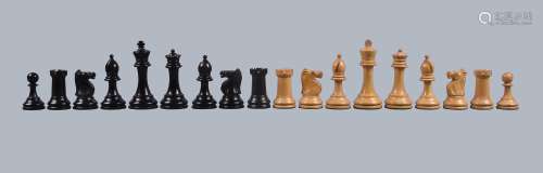 A Victorian weighted boxwood and ebonised Staunton Pattern chess set