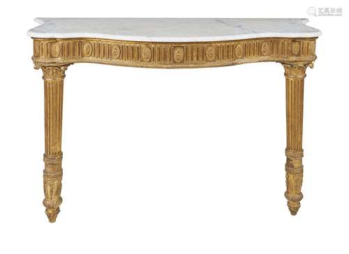 A giltwood console table in George III style