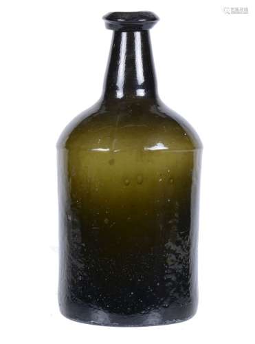 An 18th century olive-green tint wine bottle