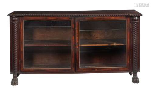 ϒ A Regency mahogany and rosewood crossbanded side cabinet