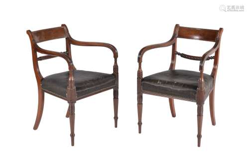 A pair of Regency mahogany armchairs