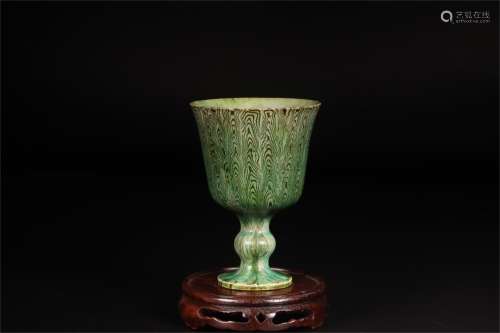 A Chinese Green Glazedd Stem Cup
