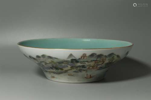 A Chinese Famille-Rose Porcelain Mountain Views Bowl
