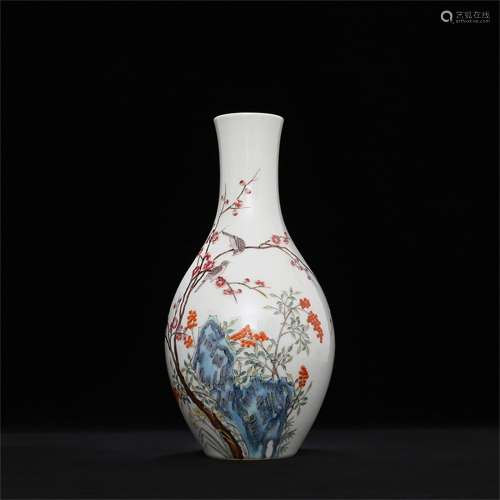 A Chinese Famille-Rose Porcelain Flower And Bird Vase