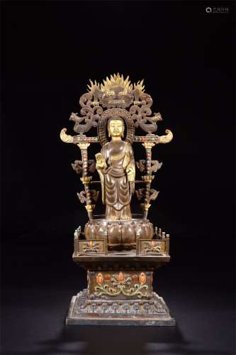 A Chinese Gilt Bronze Buddha Sakaymuni