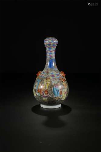 A Chinese 18 Arhat Famille-Rose Porcelain Vase