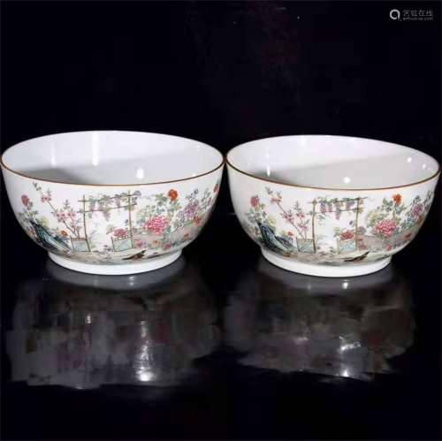 A Pair Of Chinese Enamel Flower Bowls