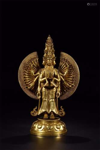 A Chinese Gilt Bronze Buddha GuanYin