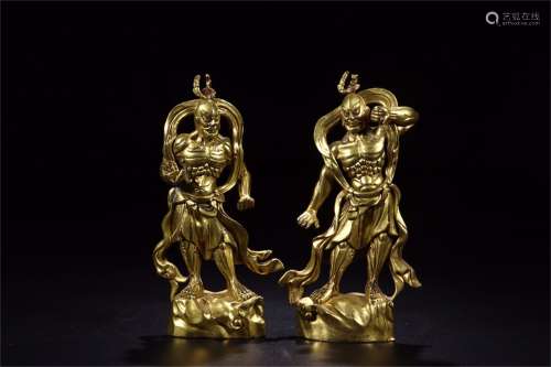 A Chinese Gilt Bronze  Stand Buddhas