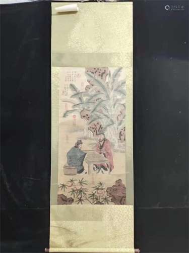 A Chinese Scroll Painting Of Scholar Rock By Tang Yan