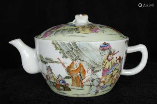 A Chinese Famille-Rose Porcelain Figure Story TeaPot
