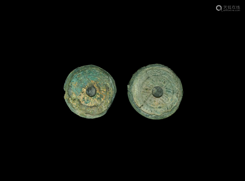 Anglo-Saxon Large Gilt Applied Brooch Pair