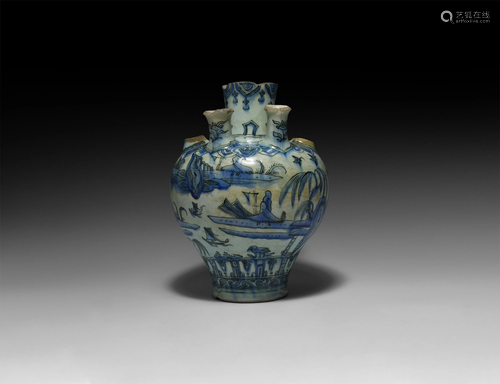 Safavid Blue and White Tulip Vase