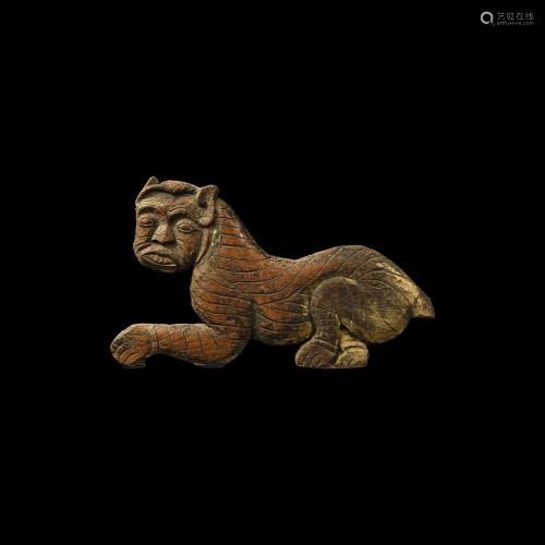 Safavid Gilt Wooden Lion Figure