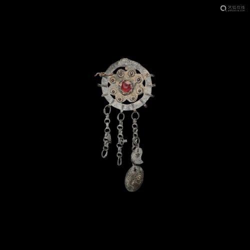 Ottoman Jewelled Pendant with Chain Drops