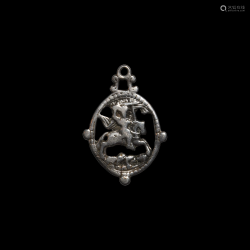 Silver Pendant with Mounted Soldier