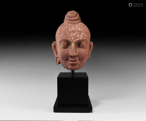 Indian Red Sandstone Buddha Head