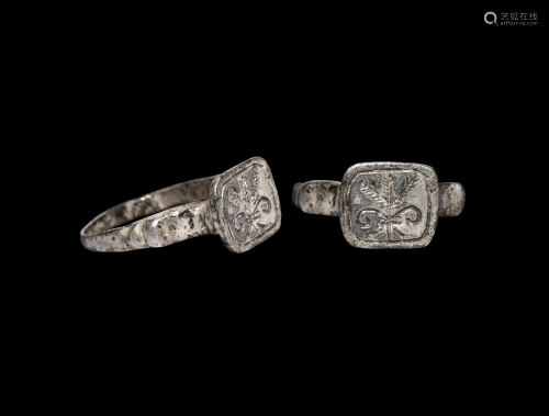Medieval Silver Ring with Floral Design