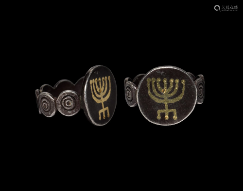 Post Medieval Jewish Silver Ring with Menorah