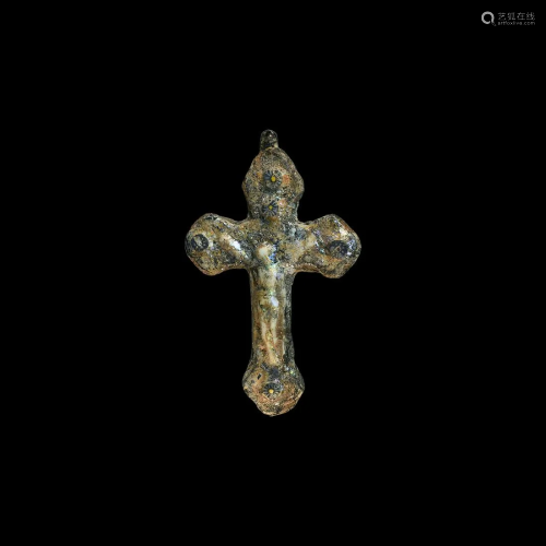 Post Medieval Glass Cross Pendant