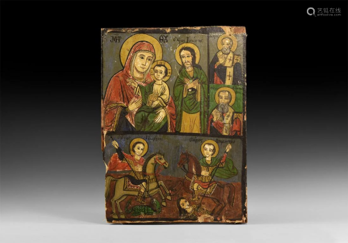 Greek Provincial Icon with Saints