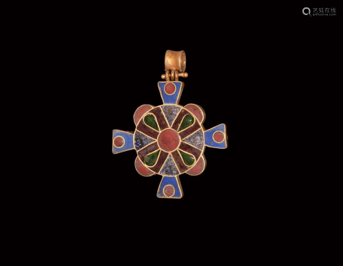 Post Medieval Enamelled Gold Cross Pendant