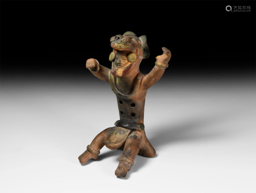 Pre-Columbian Sitting Warrior Statuette